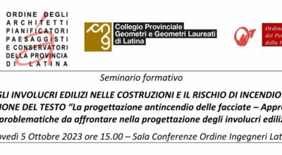 CREDITI FORMATIVI – Seminario: GLI INVOLUCRI NELLE COSTRUZIONI E ILRISCHIO DI INCENDIO…